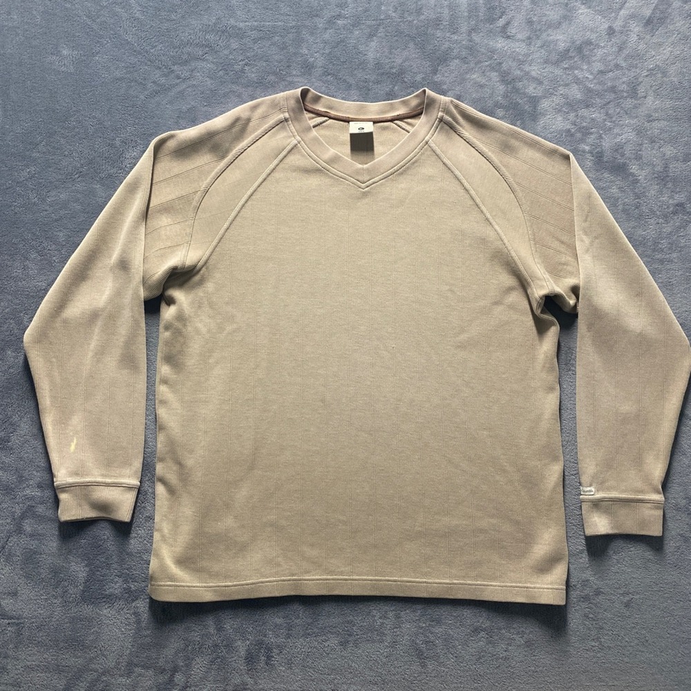 Columbia XCO Sweater Shirt Mens XL Tan Ribbed V-Neck Raglan Long Sleeve Pullover